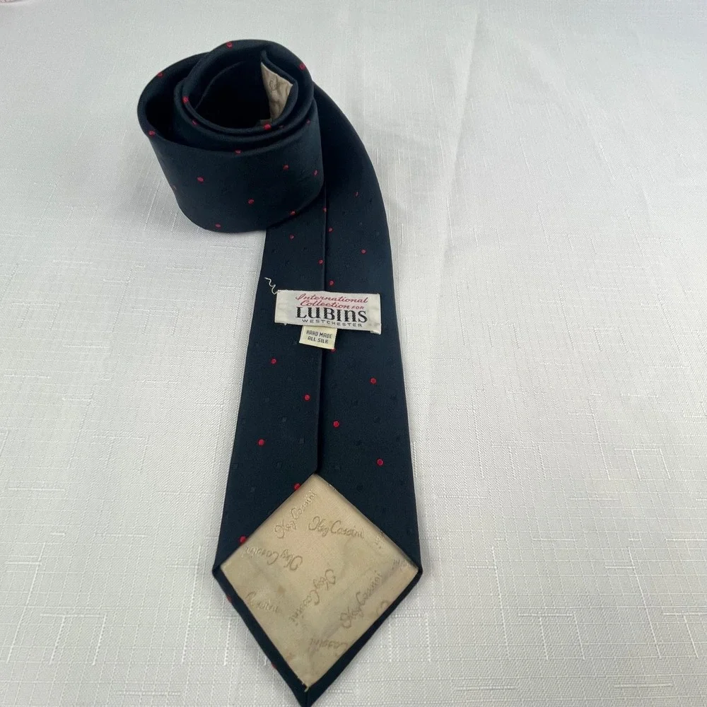 Lubin's Westchester Silk Tie Black Red Polka Dot 3